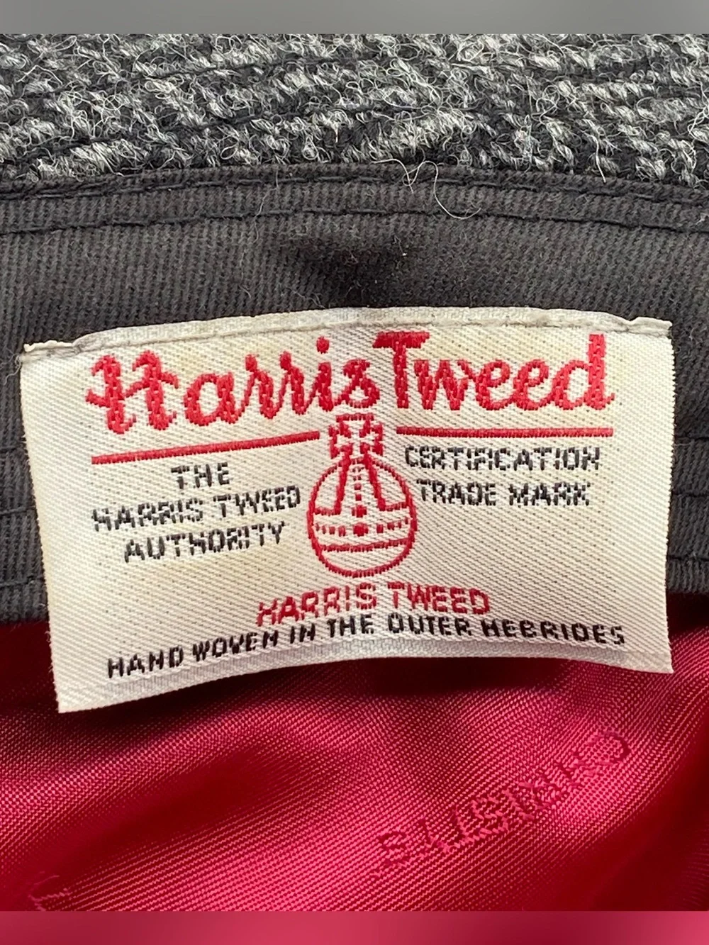 Christys’ London Harris Tweed Wool Fedora Hat Gray Herringbone Size L